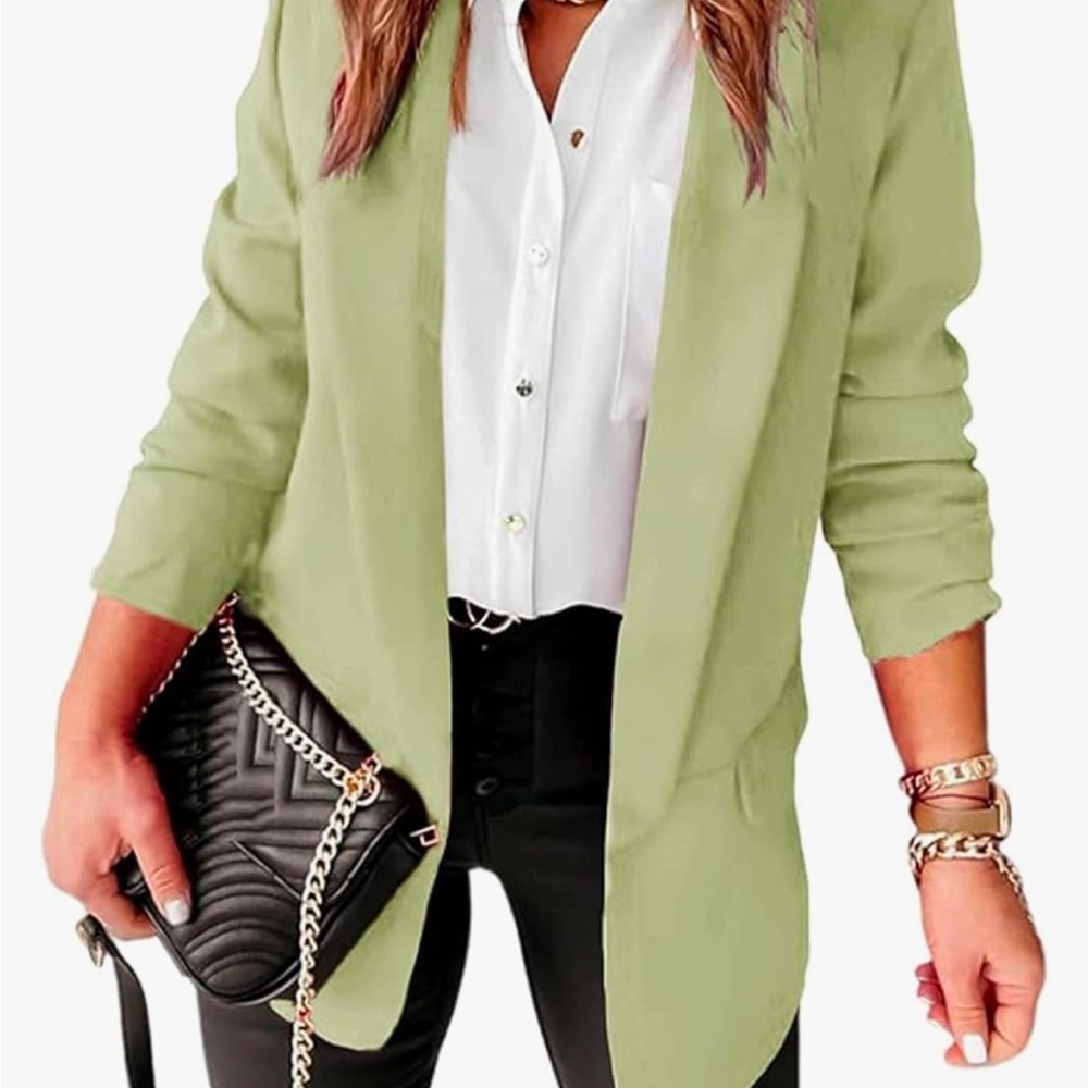 Green Casual Work Blazer